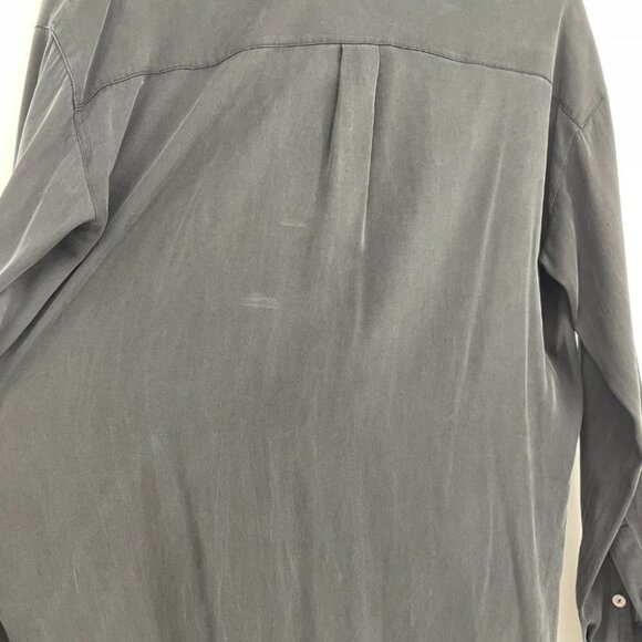 Vince Half Placket Grey Silk Tunic long sleeve vneck blouse - Picture 8 of 14